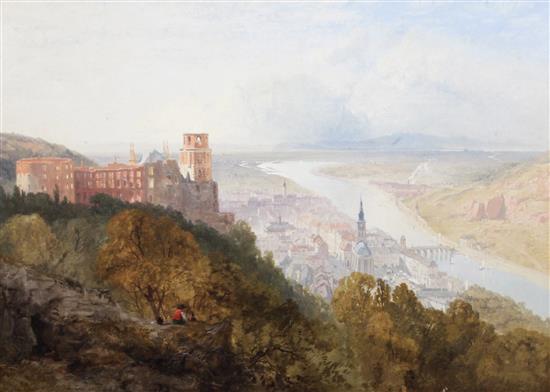 James Baker Pyne (1800-1870) View of Heidelberg, Germany, 22.5 x 31.5in.